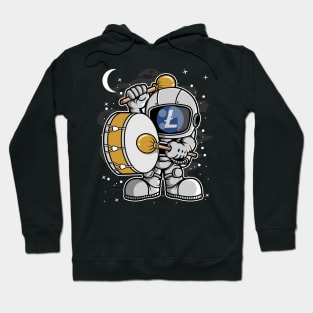 Astronaut Drummer Litecoin LTC Coin To The Moon Crypto Token Cryptocurrency Blockchain Wallet Birthday Gift For Men Women Kids Hoodie